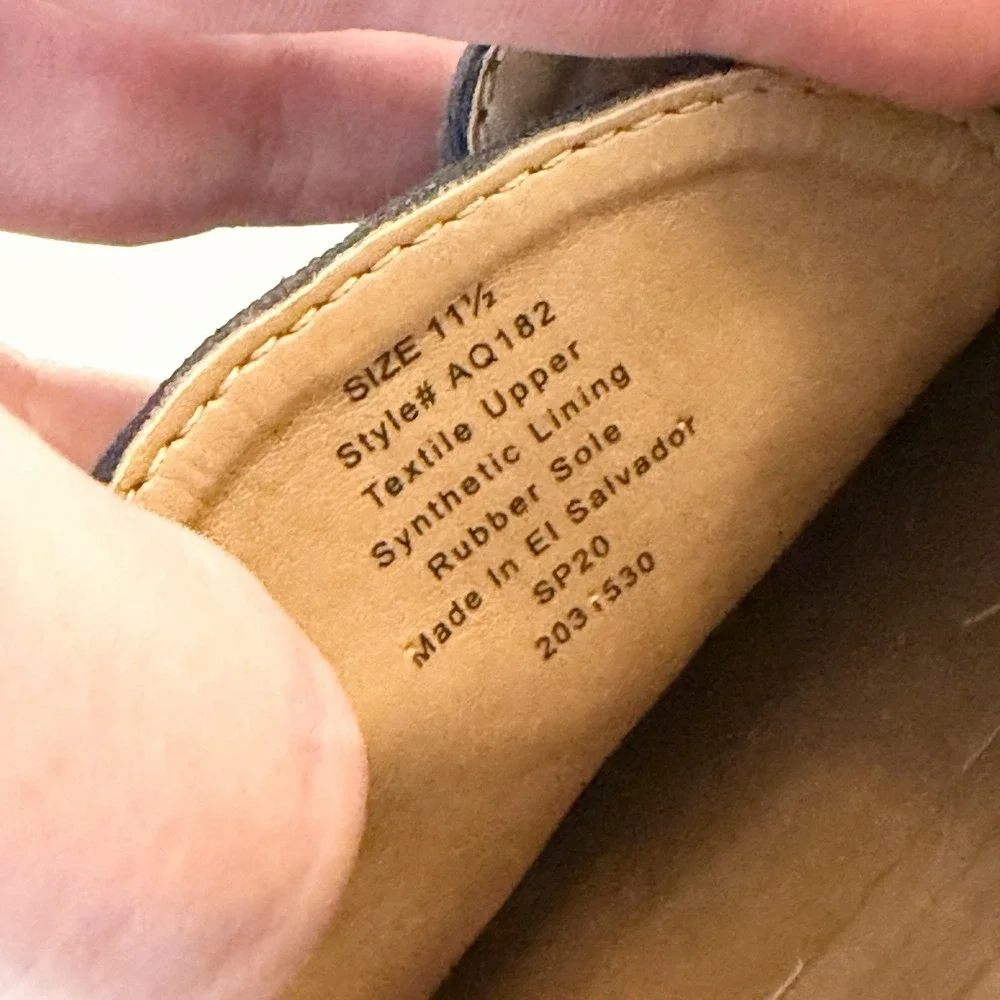 J.Crew Classic Canvas Boat Shoes 2-Eyelet‎ Mens Navy Blue Brown Size 11.5 AQ182
